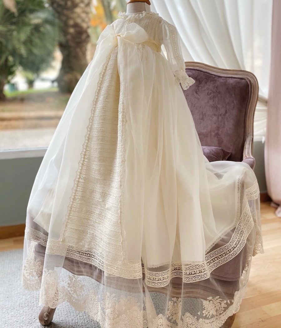 Windsor Christening Gown – Silk Lace Heirloom CLARABLU