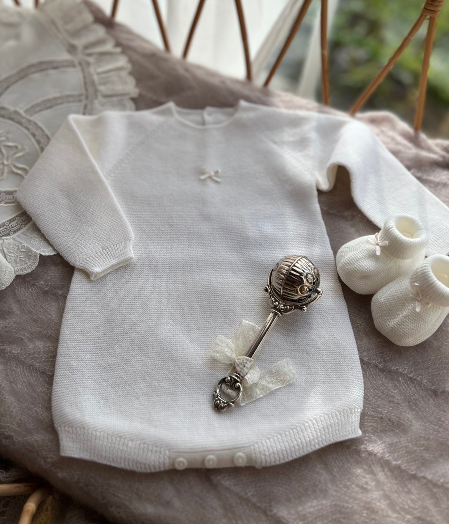 Knitted Romper White Pearl
